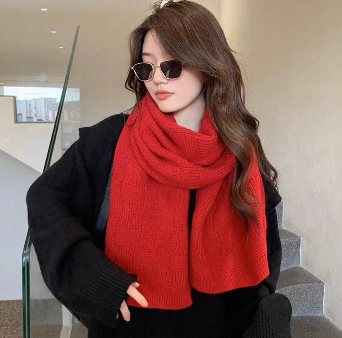 Красный уют — Вязаный Шарф