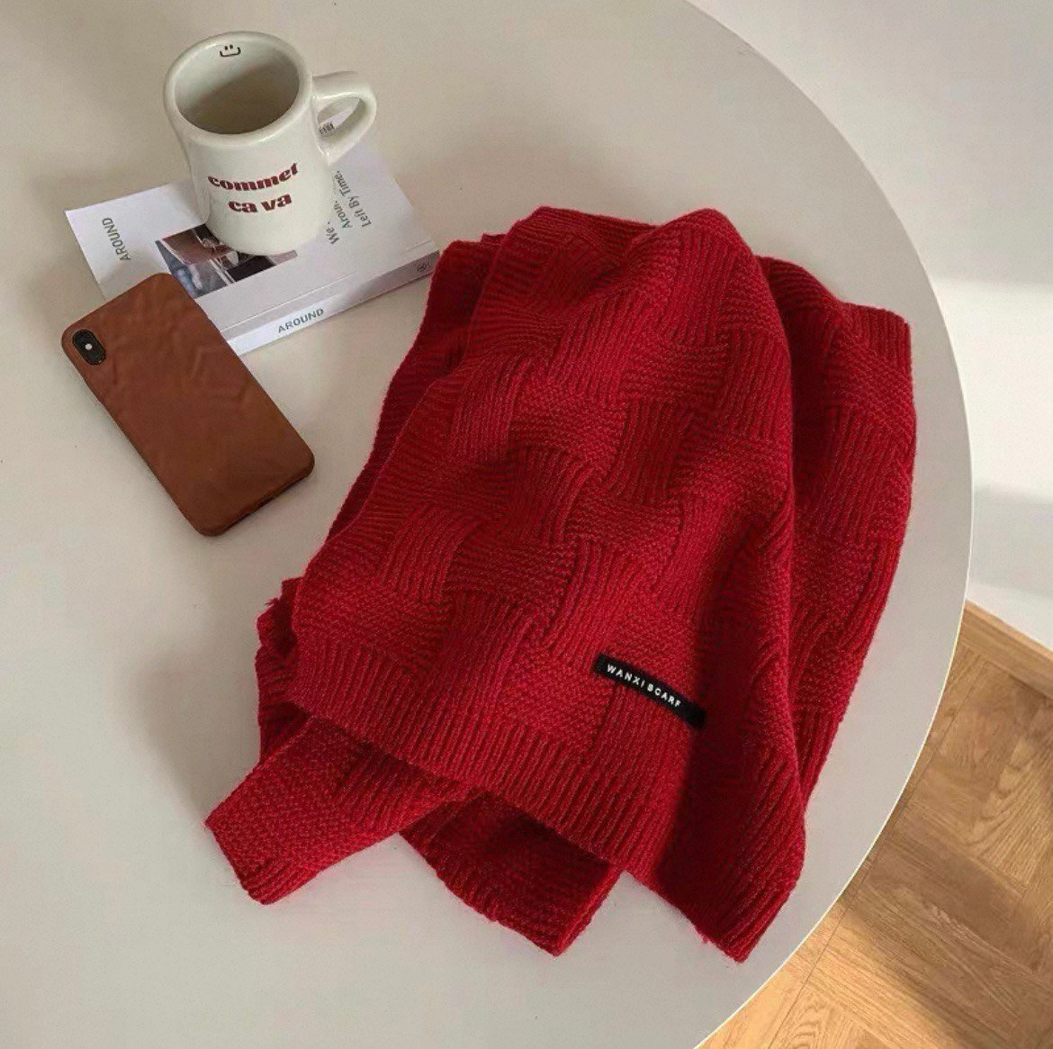 Красный уют — Вязаный Шарф — изображение 2
