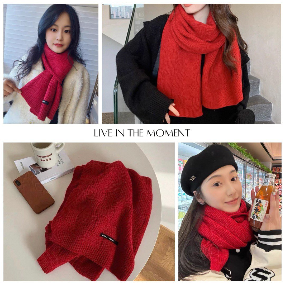 Красный уют — Вязаный Шарф — изображение 4