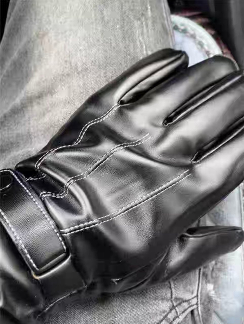 Кожаные мужские перчатки с ушниками — изображение 2