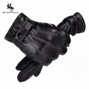 Кожаные мужские перчатки с ушниками