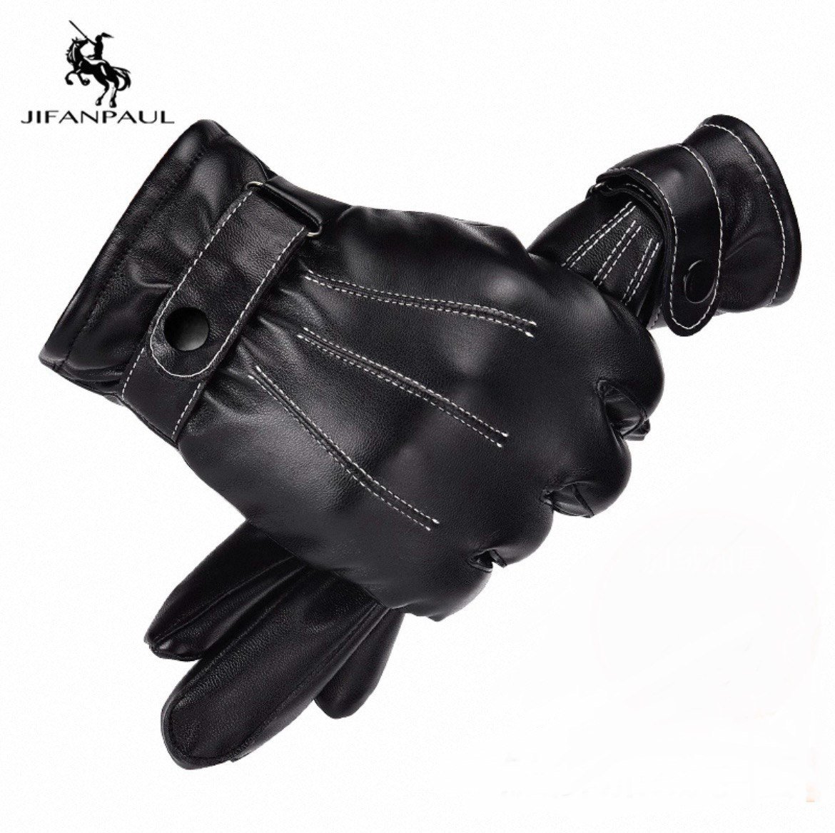 Кожаные мужские перчатки с ушниками