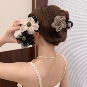 Крабик для волос со стразами и цветами