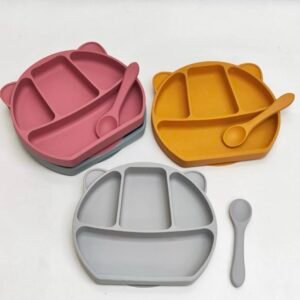 Силиконовая тарелка с ложечкой для малышей