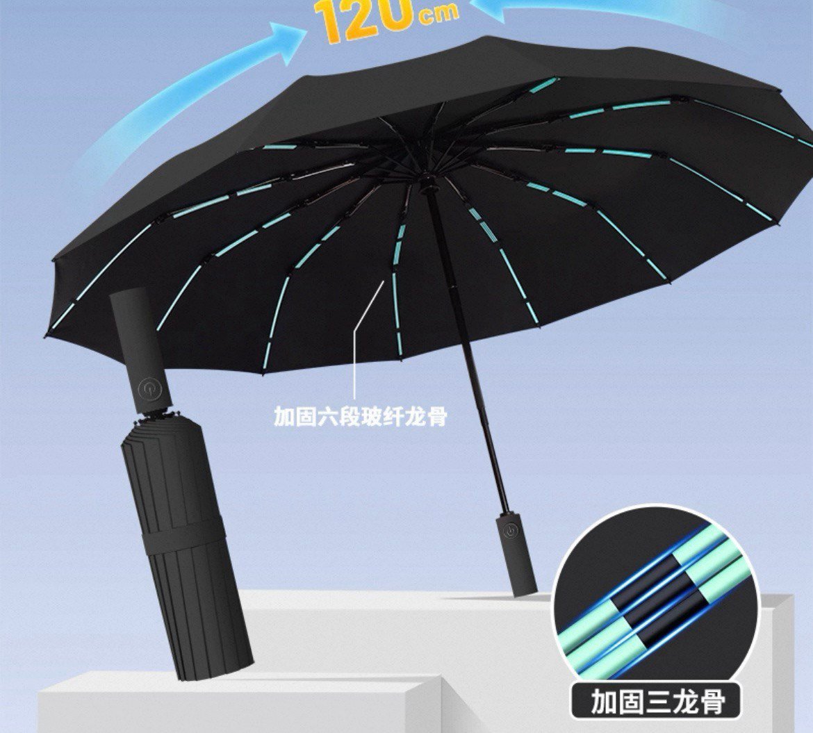 Зонт с прочным карабином и усиленными спицами (3х)